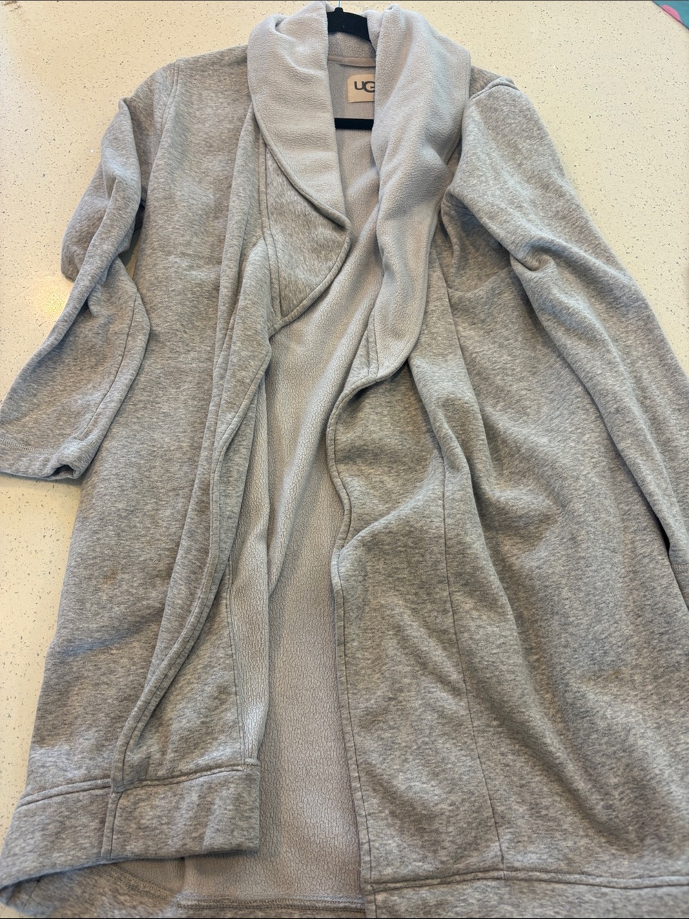 UGG Women's Light Gray Shawl Collar Open-Front Cardigan